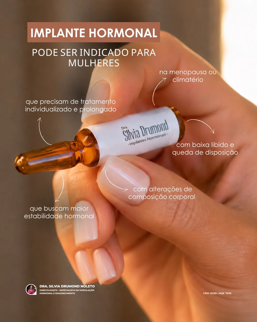 Arte sobre indicações do implante hormonal